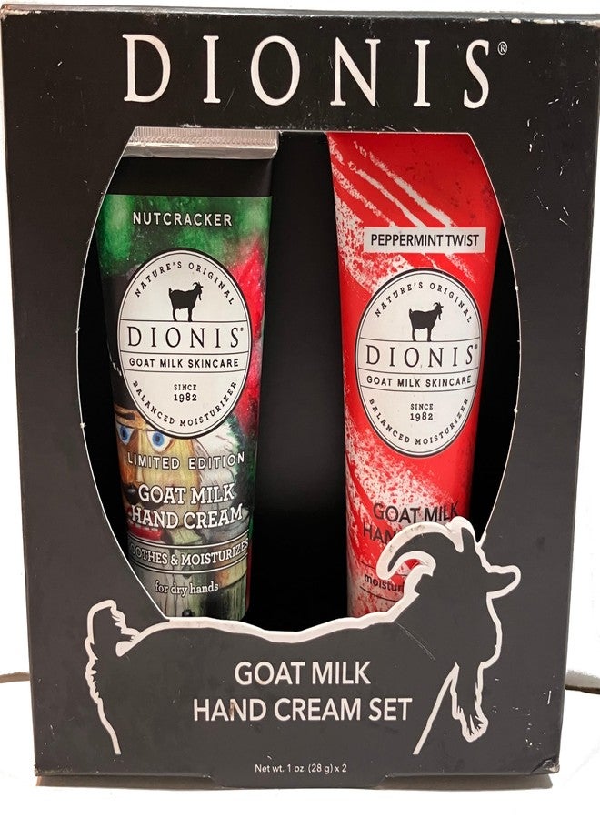 Dionis Goat Milk Hand Cream 2pc Set Nutcracker & Peppermint Twist 1oz